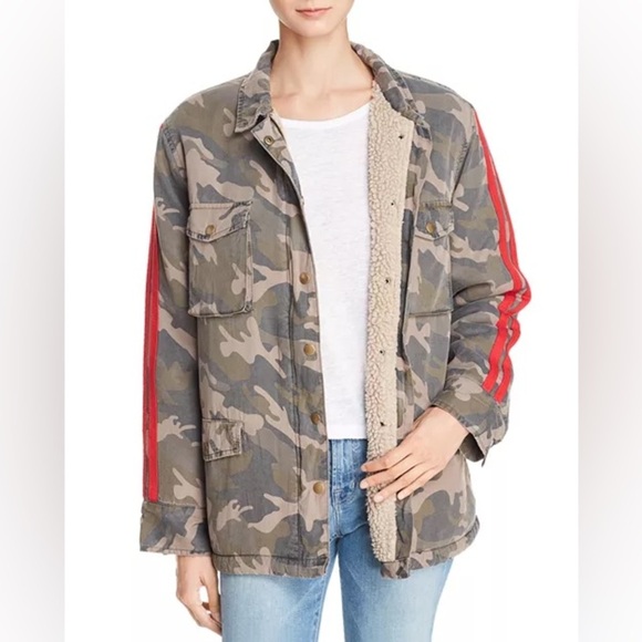 Vintage Havanna Faux Fur-Lined Track Stripe Camo Jacket - Picture 3 of 8